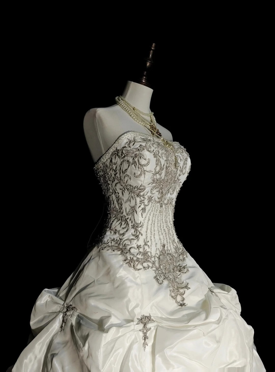 Vintage 80s Wedding Dresses Ball Gown Strapless Long Brides Dress Fitted Bridal Gown N1594