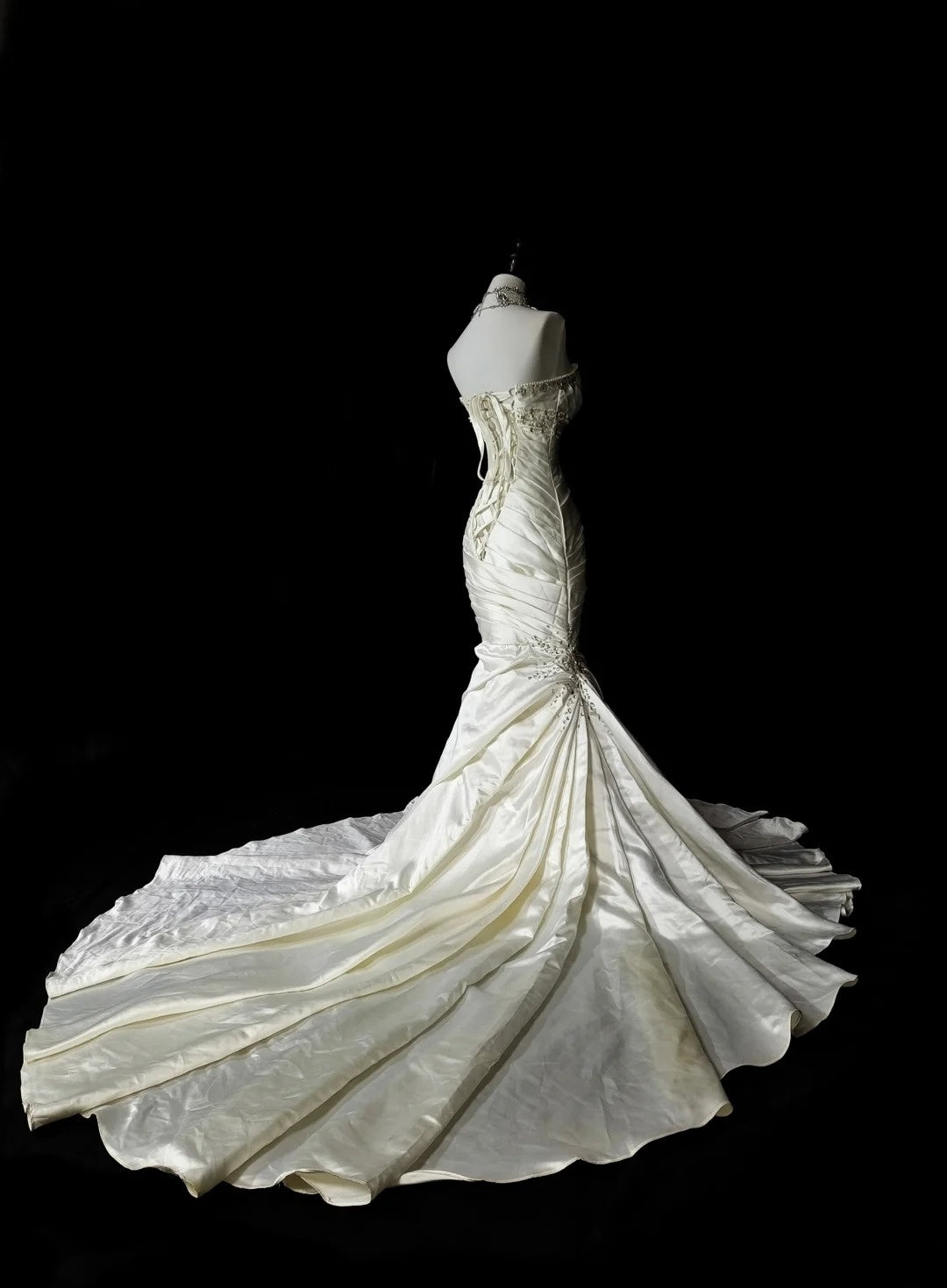 Vintage 70s Mermaid Sweetheart With Beadings Wedding Dress Fairytale Bridal Dresses N1580