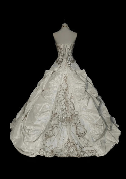 Vintage 80s Wedding Dresses Ball Gown Strapless Long Brides Dress Fitted Bridal Gown N1594