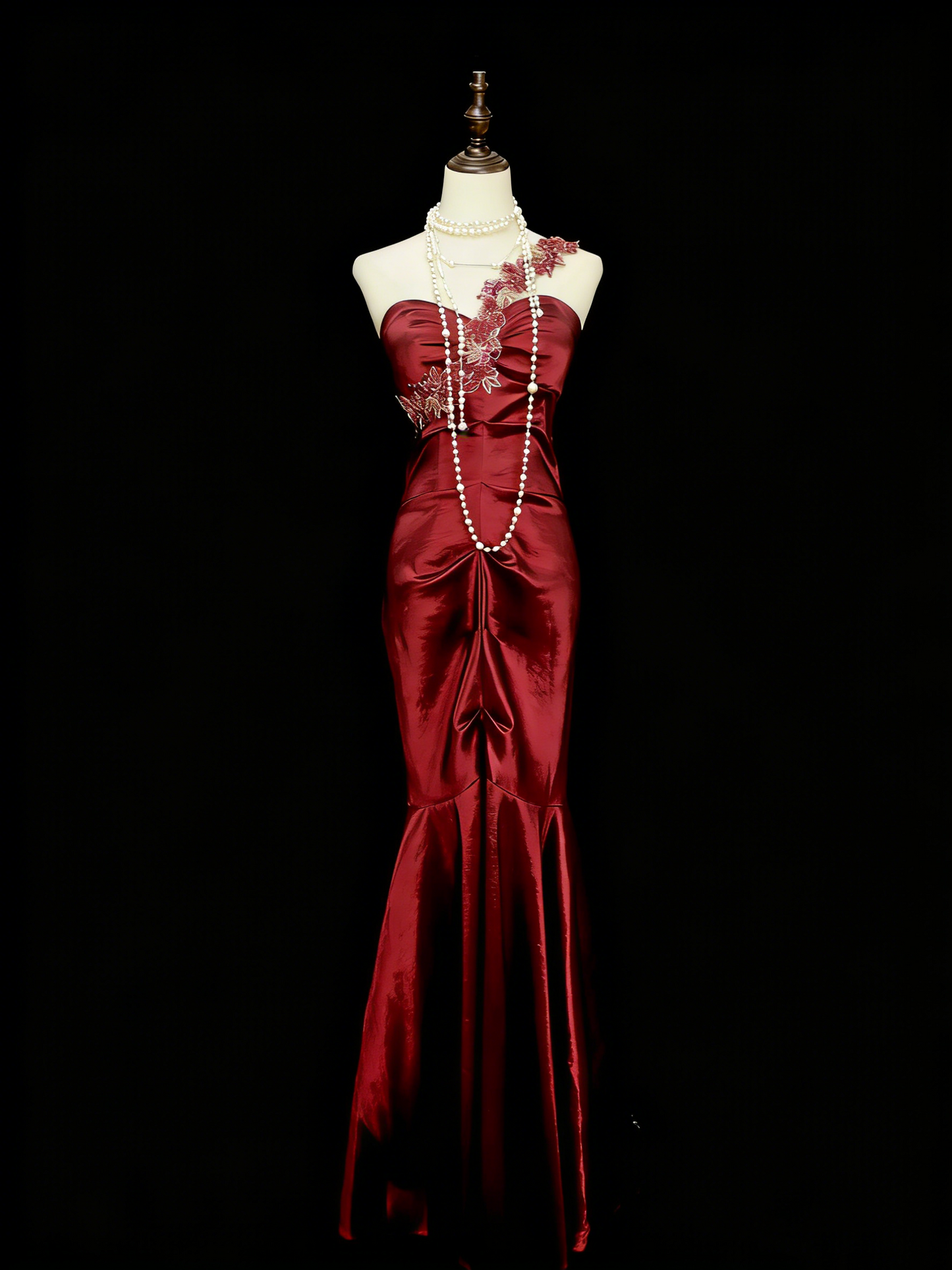 Vintage Fashion Night Aesthetic Mermaid One Shoulder Burgundy 80s 70s 90s College Formal Outfit Long Prom Graduation Dresses N1156