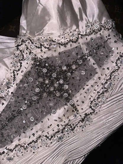 Romantic A line Spaghetti Straps Gray With Beading High School Dances Prom Dresses 8th Grade Formal Outfits Evening Gown RB8442
