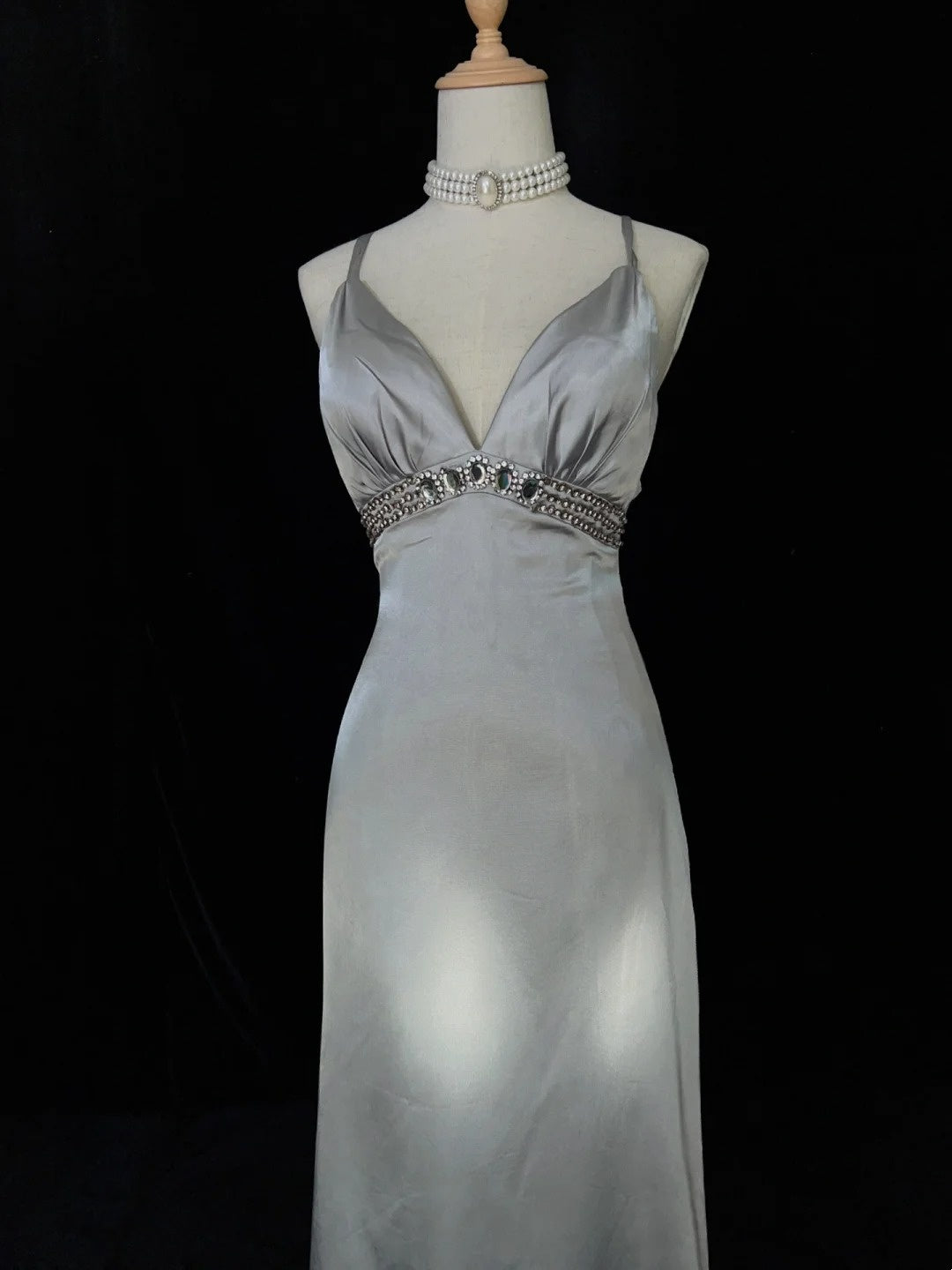 Classy Prom Dresses Inspiration Mermaid Spaghetti Strap Silver Gala Satin Sleeveless Vintage Formal Dress N3181