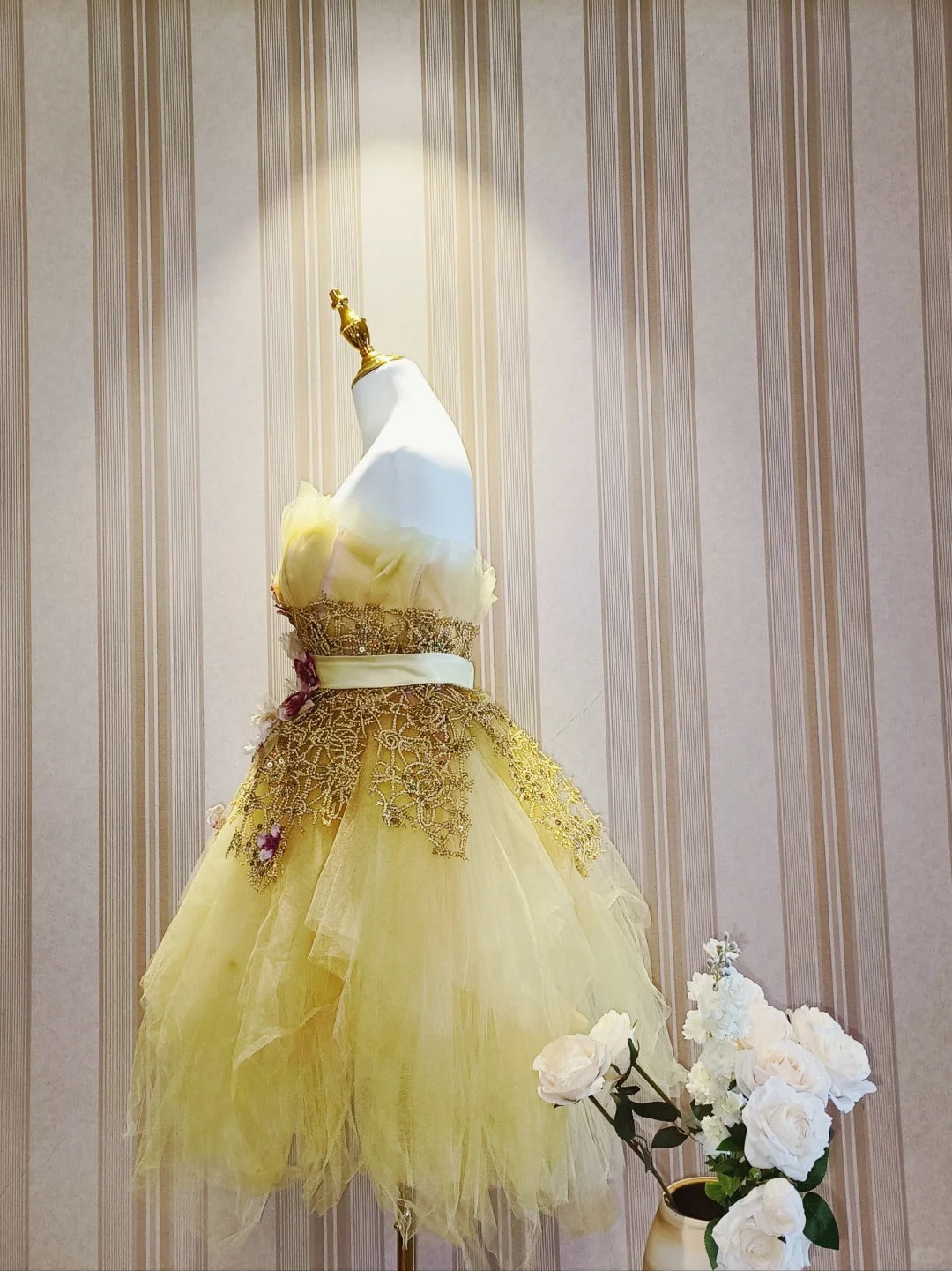Cute Ball Gown Strapless Yellow Tulle Short Mini Party Dress Cocktail Homecoming Dresses N4195