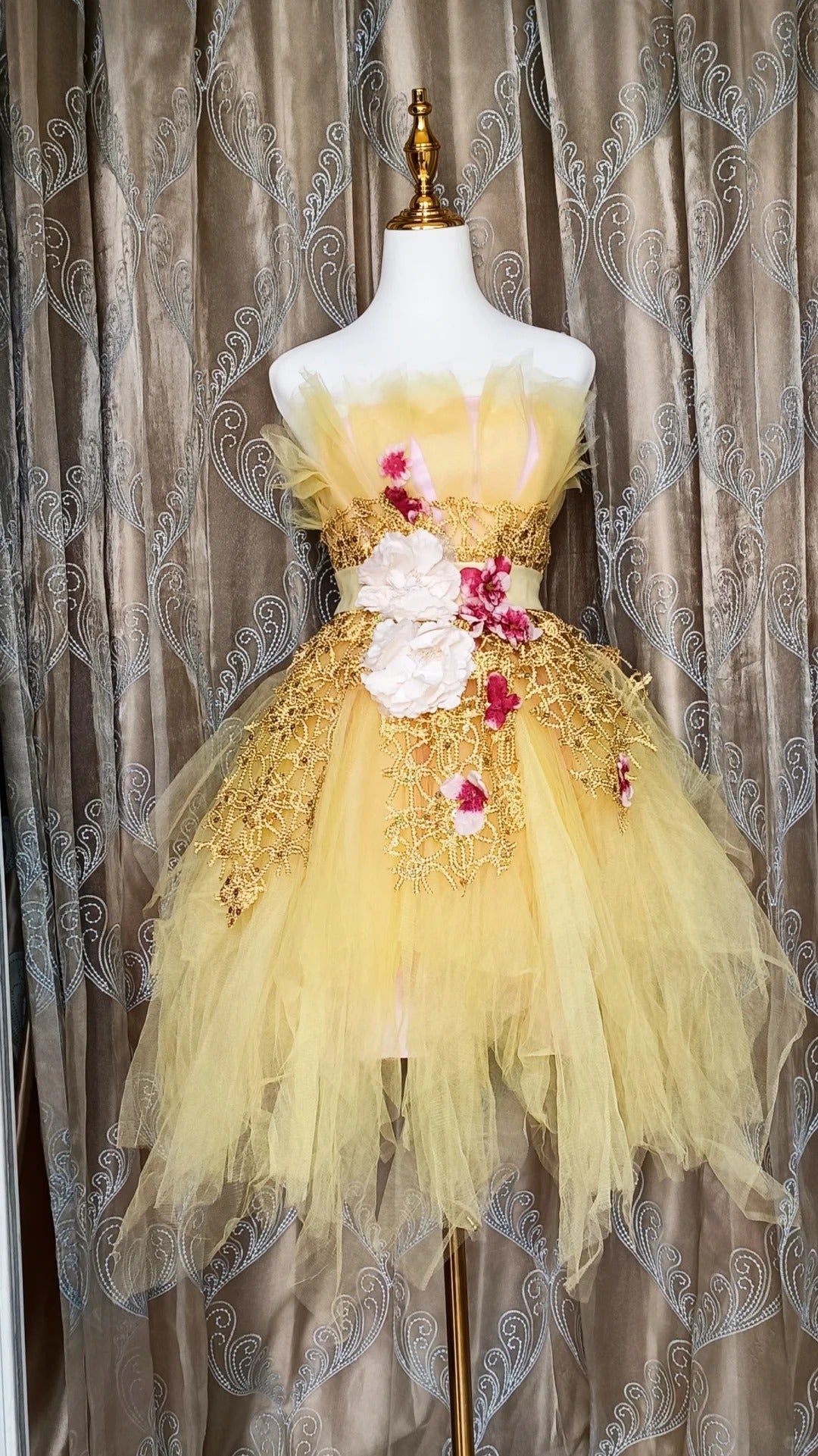 Cute Ball Gown Strapless Yellow Tulle Short Mini Party Dress Cocktail Homecoming Dresses N4195