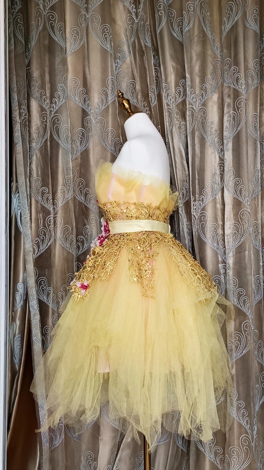 Cute Ball Gown Strapless Yellow Tulle Short Mini Party Dress Cocktail Homecoming Dresses N4195