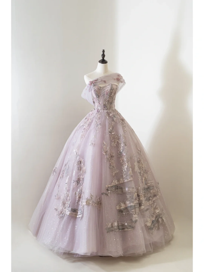 Unique Ball Gown Strapless Lilac Tulle With Multi Layered Long Prom Quinceanera Dresses Sweet 15 16 Birthday Gown AB903