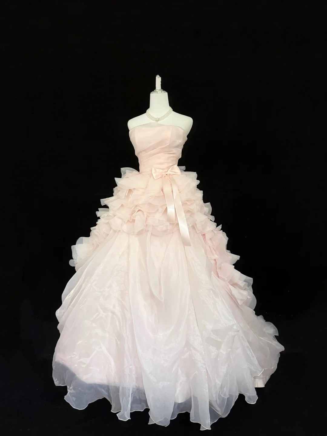 Sweet 15 Quinceanera Dress Ball Gown Strapless Blush Pink With Tiered Tulle 15th Birthday Gown RC0271