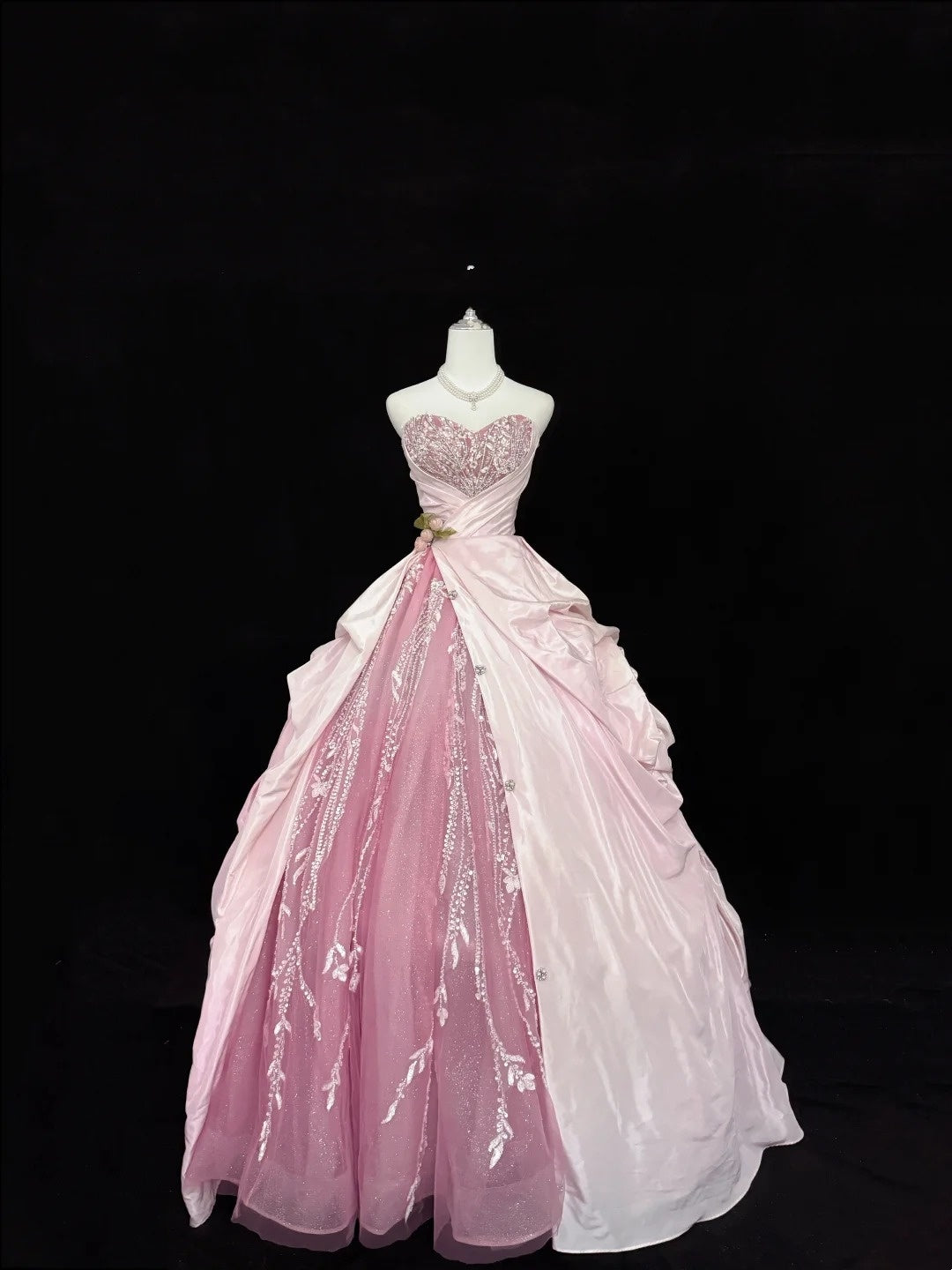 Sweet 16 Dresses Long Ball Gown Sweet Sixteen Long Birthday Dress Sweetheart Pink Tulle Formal Gown RC0288
