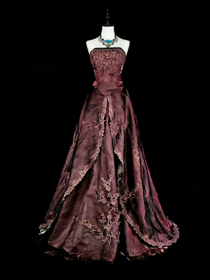 Vintage Prom Dresses Aesthetic 1950s Retro Classy Ball Gown Strapless Brown Long Inspo Formal Gowns N1994