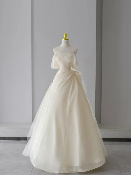Princess Wedding Dresses Ball Gown Off The Shoulder With Short Sleeves Bridal Gown N3091