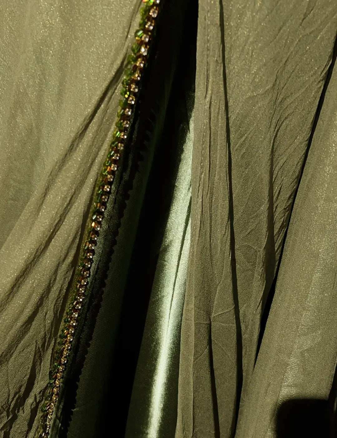 Vintage Prom Dresses Mermaid Olive Green Chiffon With Beading Formal Evening Outfits N3854