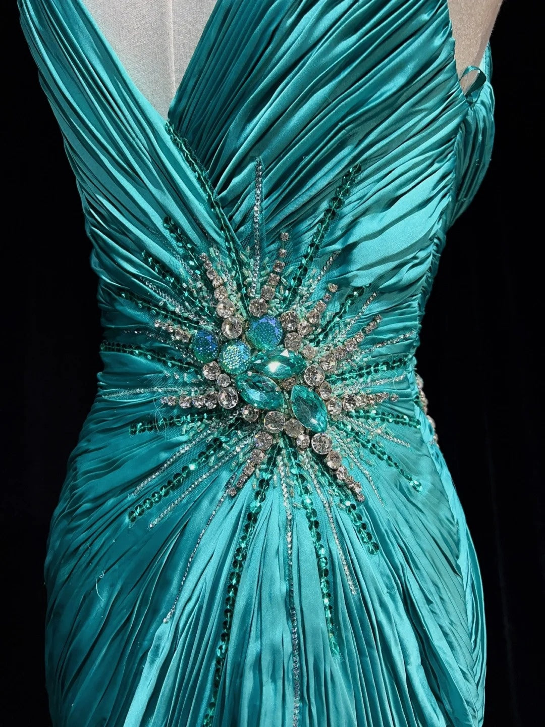 Modest Prom Dresses Inspo Mermaid V Neck Blue With Ruffled Beading For Women Formal Dress N3234