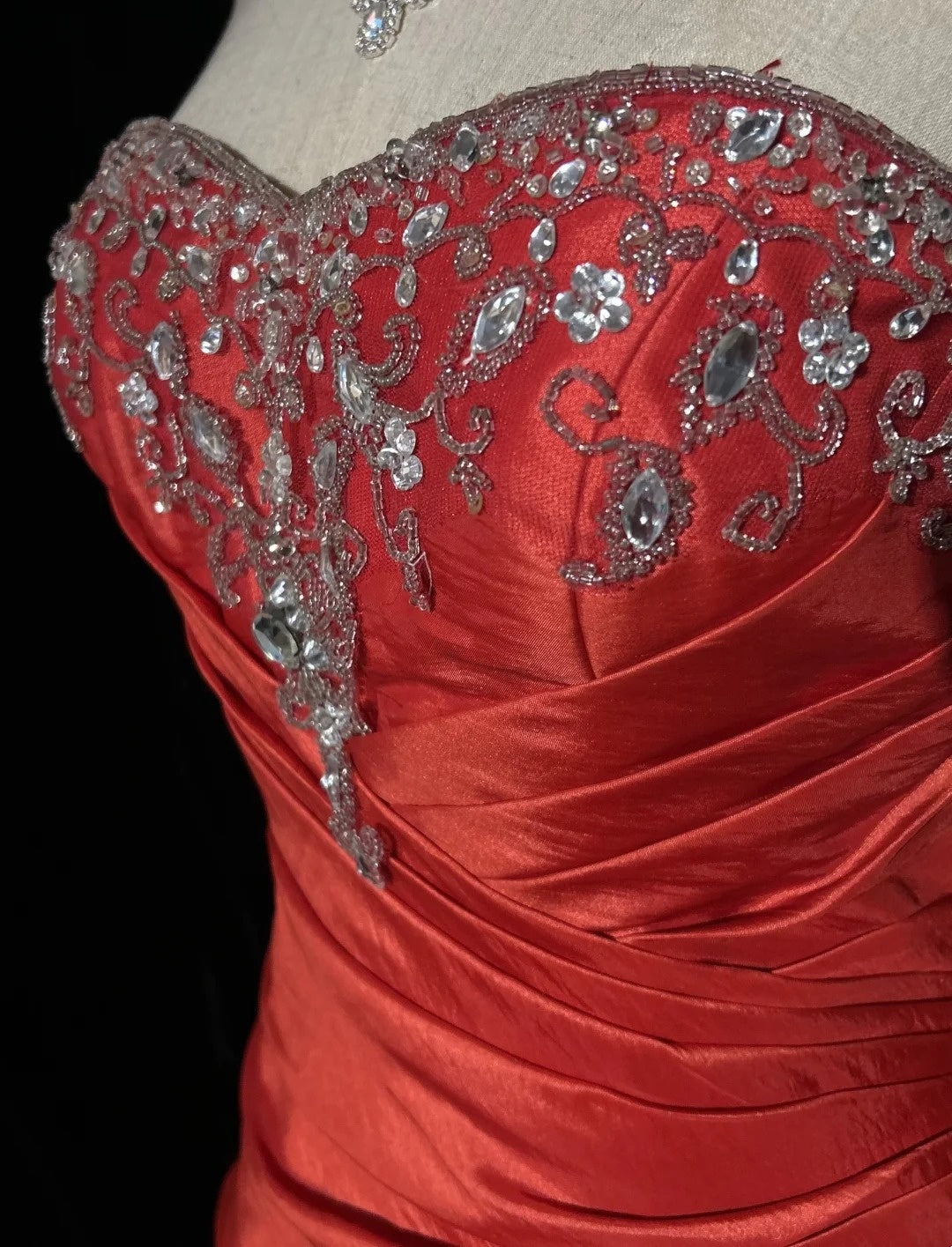 Glamour Prom Dresses Ball Gown Sweetheart Rust Red With Beading Formal Evening Outfits N3818