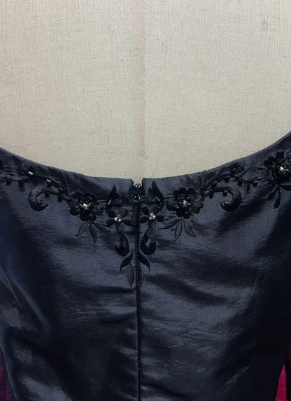 Charming Prom Dresses A Line Black Tie Dress With Embroidered Beaded Long Sleeves Formal Evening Outfits N3694