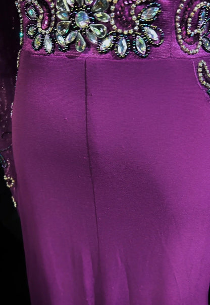 Vintage Prom Dresses A line Purple Chiffon 90s With Beading Long Formal Party Dress N2514