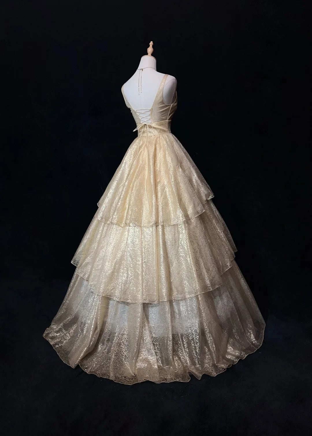 Vintage Prom Dresses Aesthetic 80s Retro Ball Gown Champagne Sequin Floor Length Evening Outfits N2326