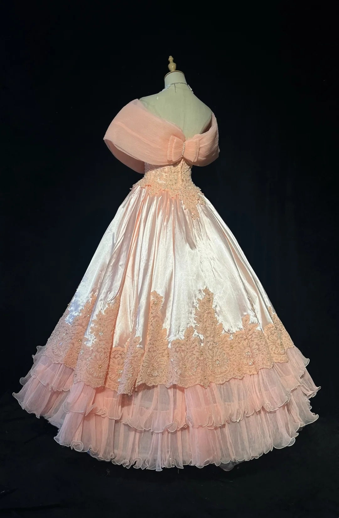 Strapless Pink Lace Appliques Ball Gown Quinceanera Dress, Sweet 15 Birthday Formal Dress RC0079
