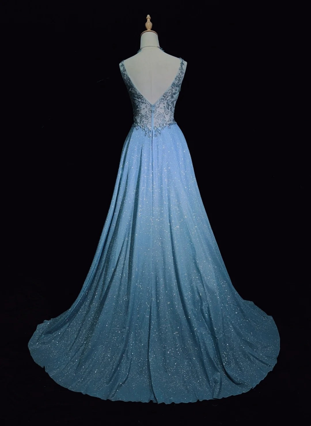 Elegant Prom Dresses Inspo Mermaid V Neck Strap Blue Sequin With Ruffled For Women Formal Dress N3227