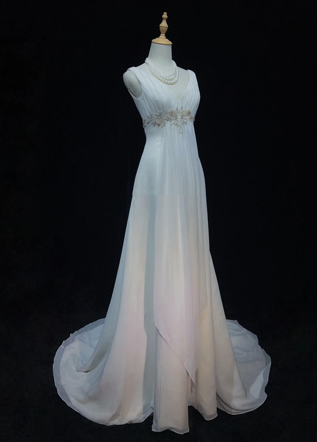 Unique Wedding Dresses A line V Neck White Chiffon Beach Summer Boho Long Bridal Gown N3298