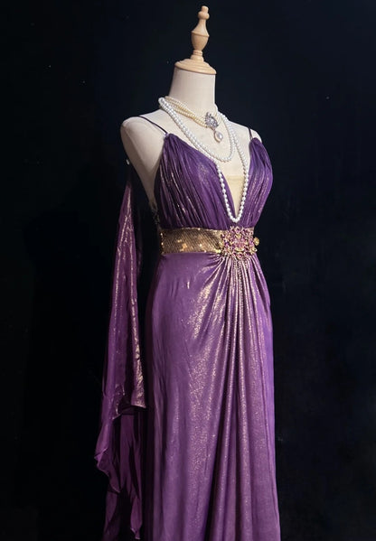 Purple Prom Dress Inspo Mermaid Spaghetti Straps With Cape Birthday Outfits Formal Party Gown RC0105