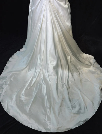 Unique Wedding Dresses Mermaid Spaghetti Strap ivory With Ruffled Appliqued Long Bridal Gown N3631