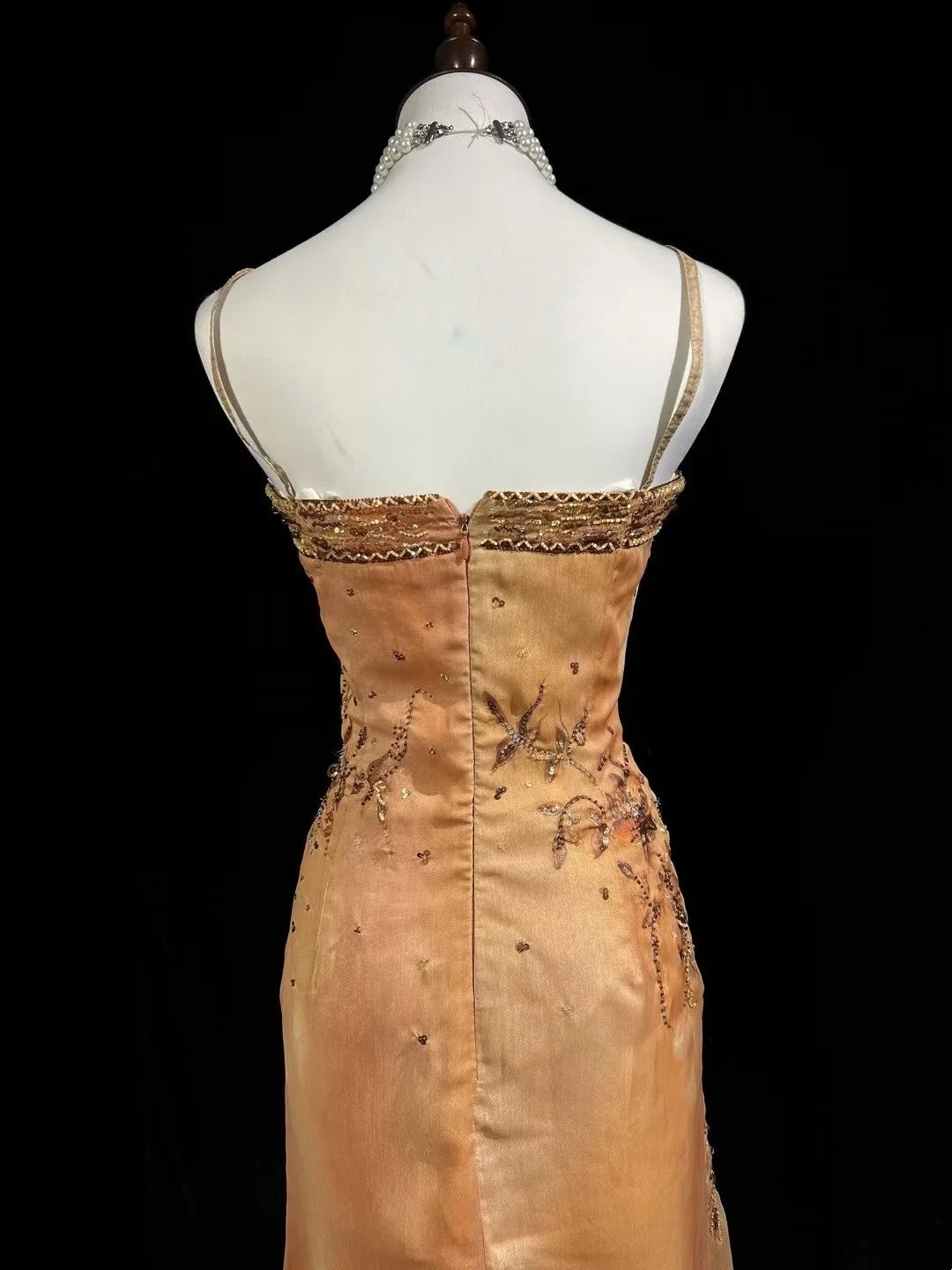 Gold Prom Dress Inspo A line Spaghetti Straps With Beading High Low Birthday Outfits Formal Party Gown RC0104