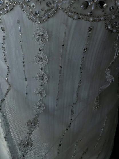 Unique Wedding Dresses A Line Spaghetti Strap White Tulle With Beading Long Bridal Gown N3646