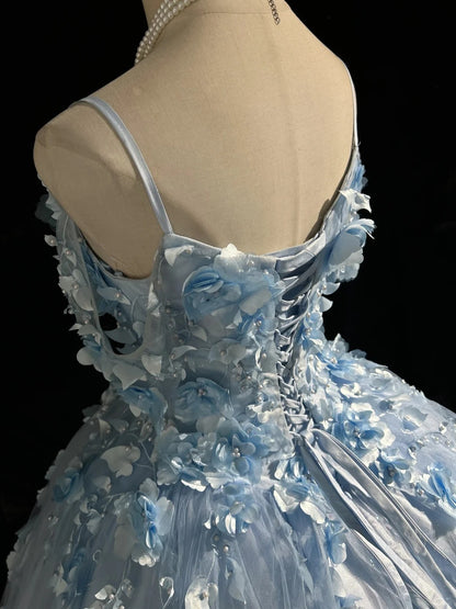 Beautiful Prom Dresses Ball Gown Off The Shoulder Tulle Blue With Appliqued Long Formal Gown N2926