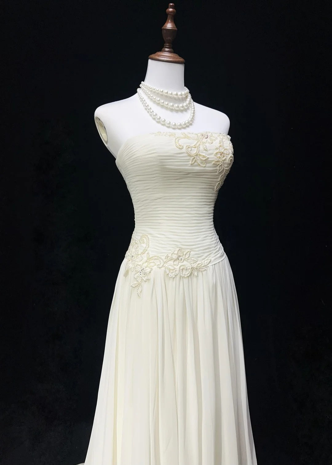 Timeless Wedding Dresses A Line Strapless White Chiffon With Appliqued Long Bridal Gown N3013
