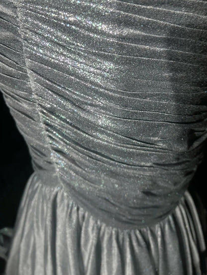 Vintage 1980s Prom Dresses Mermaid Sweetheart Silver Grey Floor Length Long Formal Party Dress N2536
