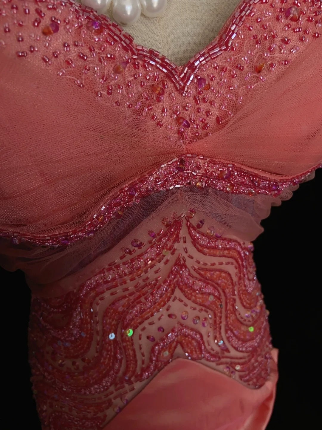 Vintage Prom Dresses 80s Mermaid Sweetheart Pink Chiffon With Beading Semi Formal Evening Outfits N3635