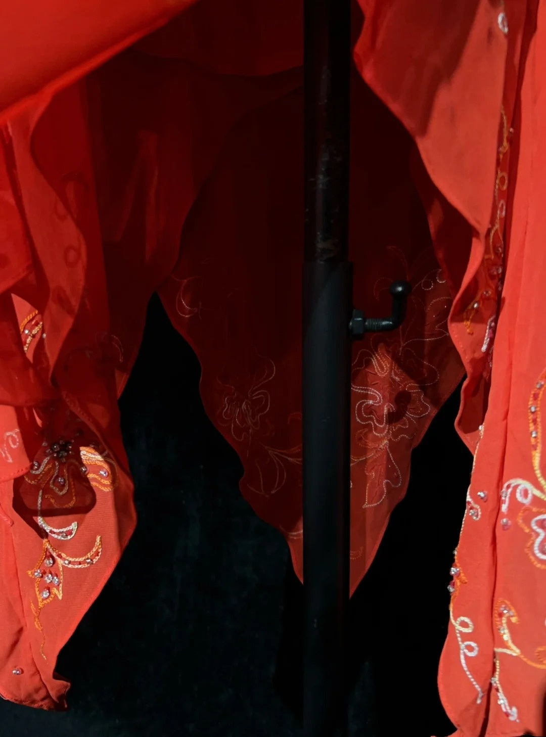 Vintage Prom Dresses A line Spaghetti Strap Red Mid Length Chiffon 1990s Formal Evening Gown N2665
