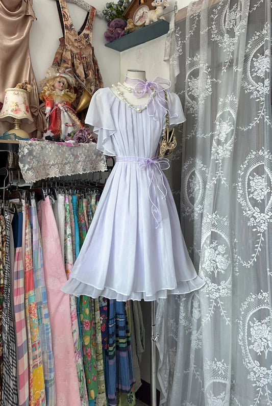 Beautiful A line Lilac Chiffon 12th Grad Short Mini length Aesthetic Homecoming Dresses RB4366