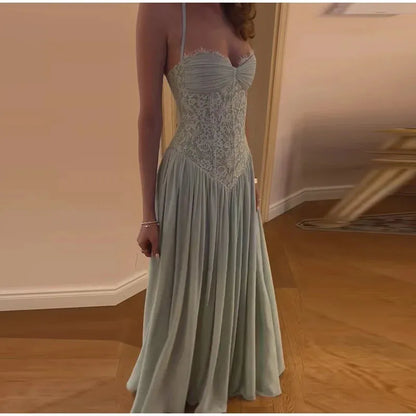 Princess A line Halter Lace Pink Chiffon Perfection-Formal Gown Goals Long Prom Dress Evening Party Formal Outfits RB6730