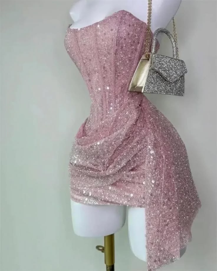 Cute Sheath Strapless Pink Sequin Mini Short Formal 8th Grade Homecoming Dresses Summer Middle School Hoco Dress N4736