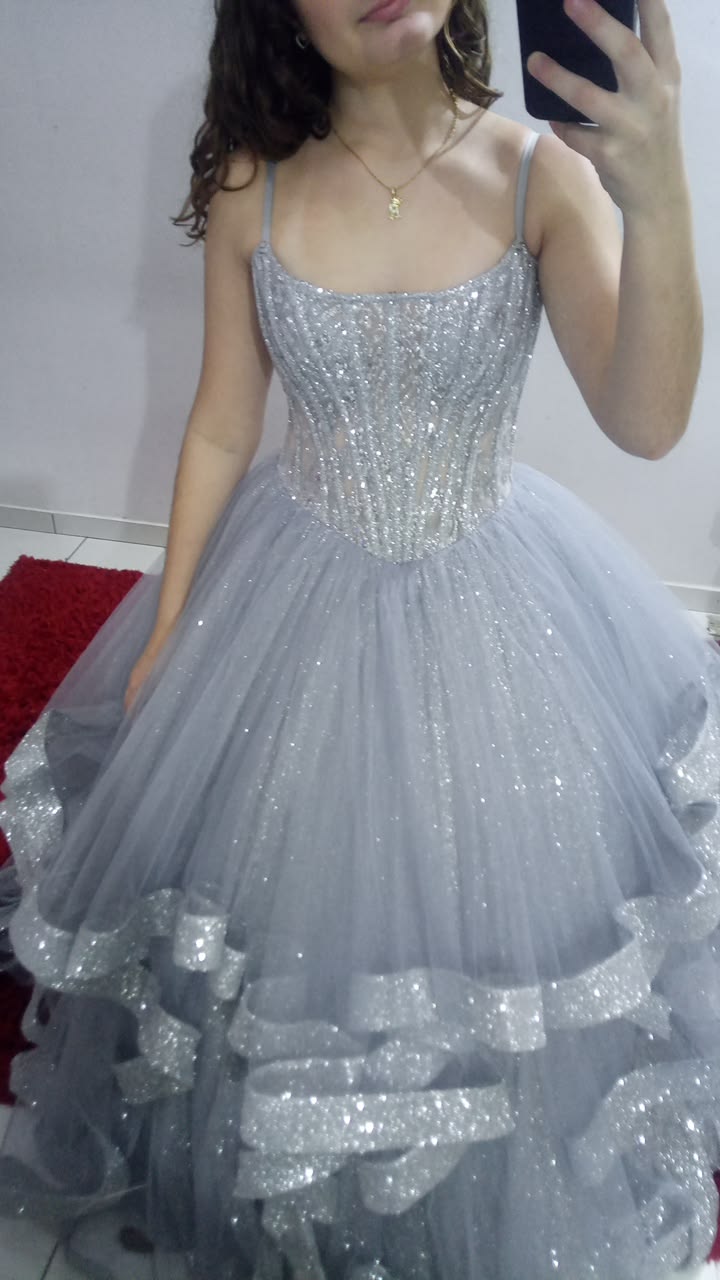 Sweet 16 Dress Ballgown Spaghetti Straps Tulle Sleeveless Light Sky Blue vestido de 15 Sweet Sixteen Dress RB9457