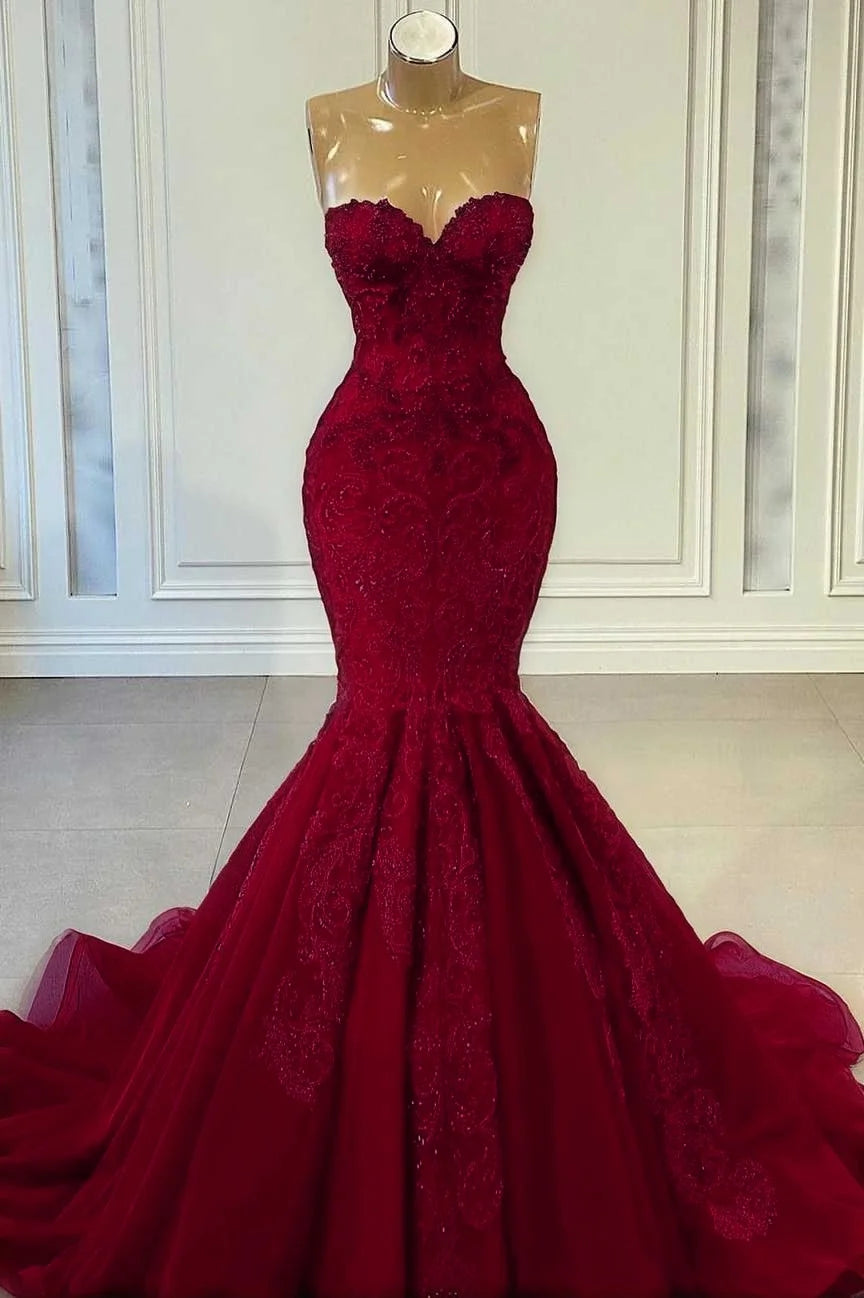 Unique Mermaid Sweetheart Pink Lace Prom Dresses Long Party Dress Birthday Outfits Prom Gown RB1310