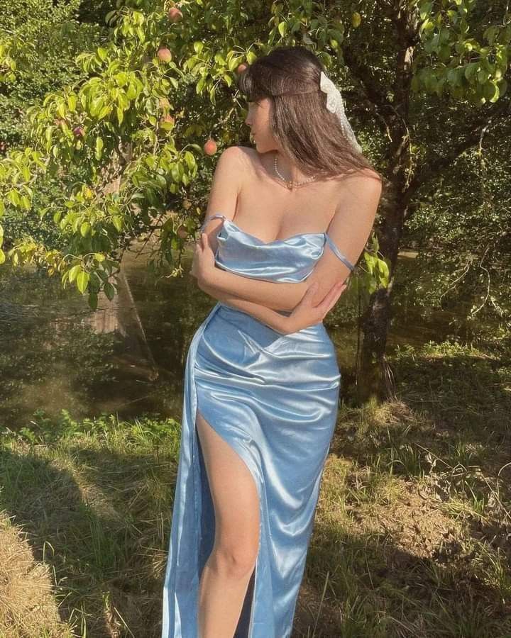Elegant Blue Spaghetti Straps Mermaid Long Prom Dress Satin Evening Dress AB643