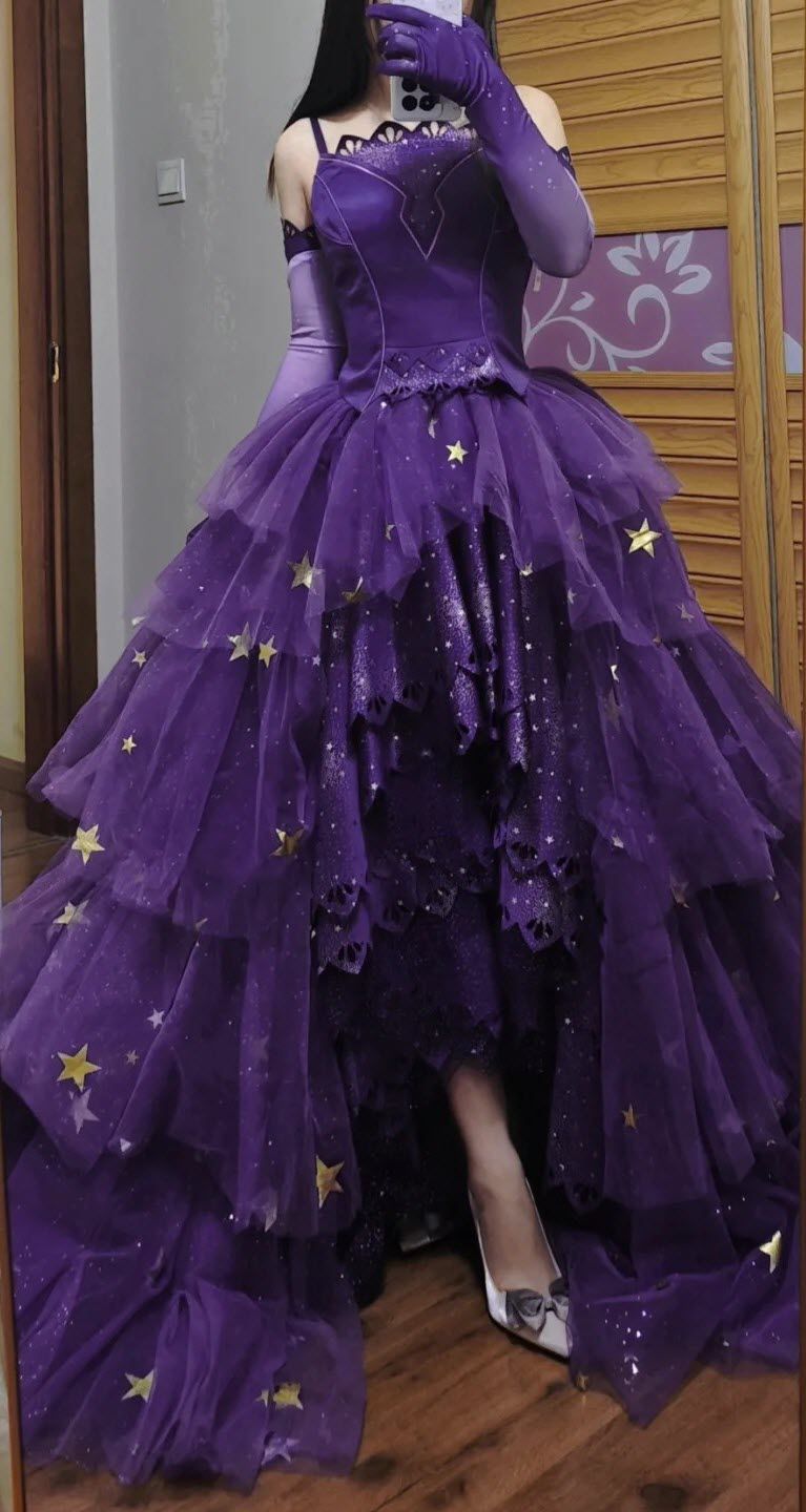 Modest High Low Strapless Purple Satin With Lace Prom Dresses Long Party Dress Grad Formal Evening Dresses AB1959