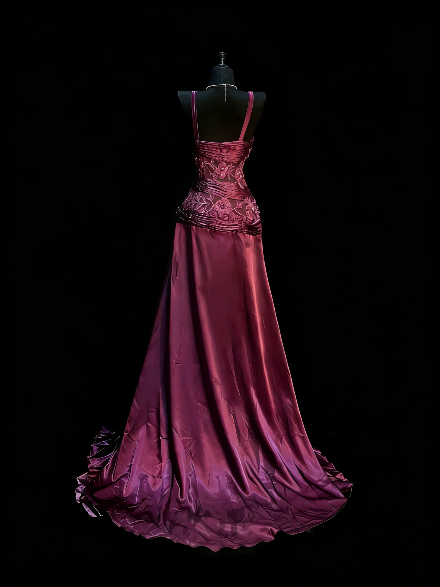 Vintage A Line V Neck Grape Satin With Beadings Lace Floor Length Inspiration Long Prom Dresses N1202
