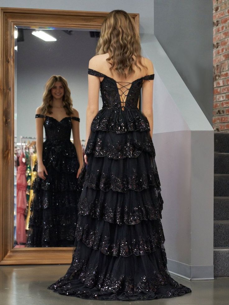 Sparkly Ball Gown Off The Shoulder Lace Slit For High School Teens Girls Prom Dresses Sequin Long Formal Evening Party Gowns N791