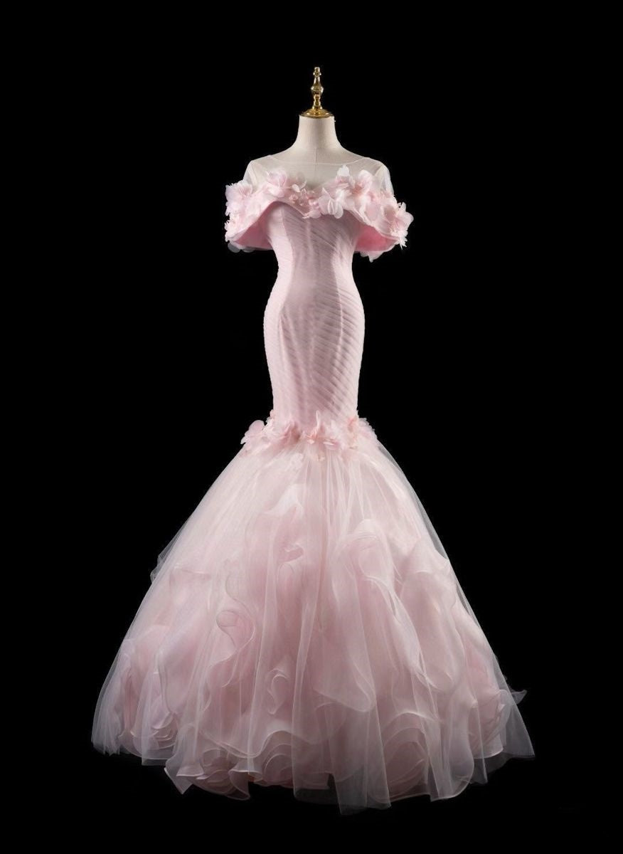 Classy Mermaid Off The Shoulder Pink Prom Dresses Inspo For Teens Formal Dress Party Outfits Prom Gowns AB058