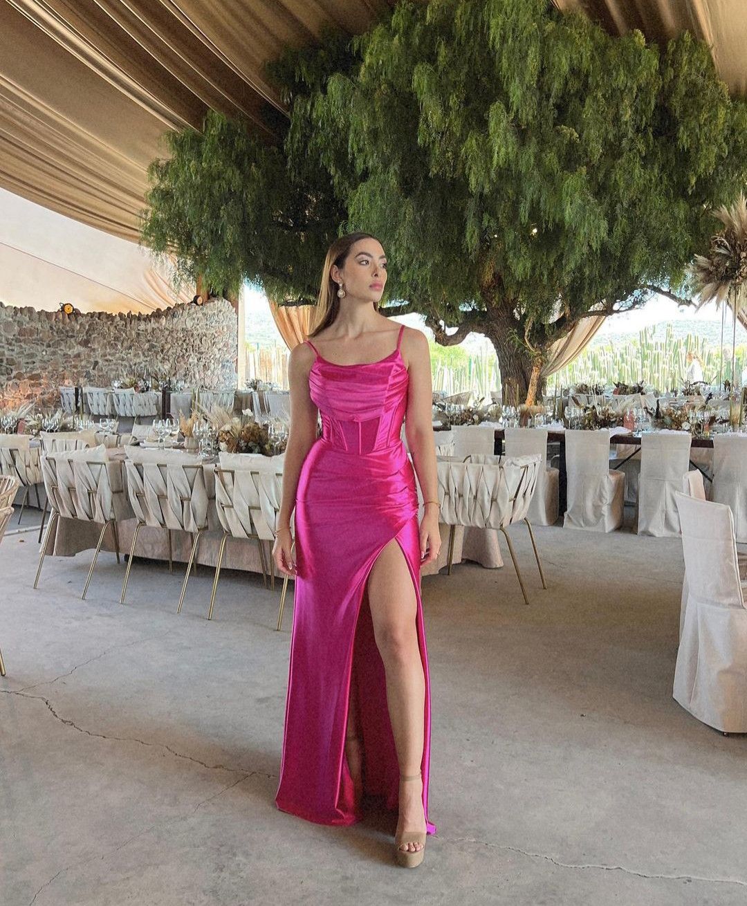 Modest Mermaid Prom Dresses for Women Spaghetti Straps Evening Party Gown With Slit Formal Gown Satin Birthday Gowns AB775
