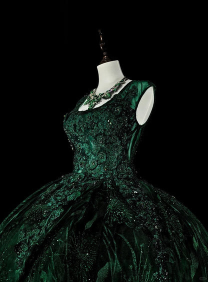 Modest Ball Gown Square Neck Dark Green Prom Dresses Long for Women Formal Evening Gown N2368