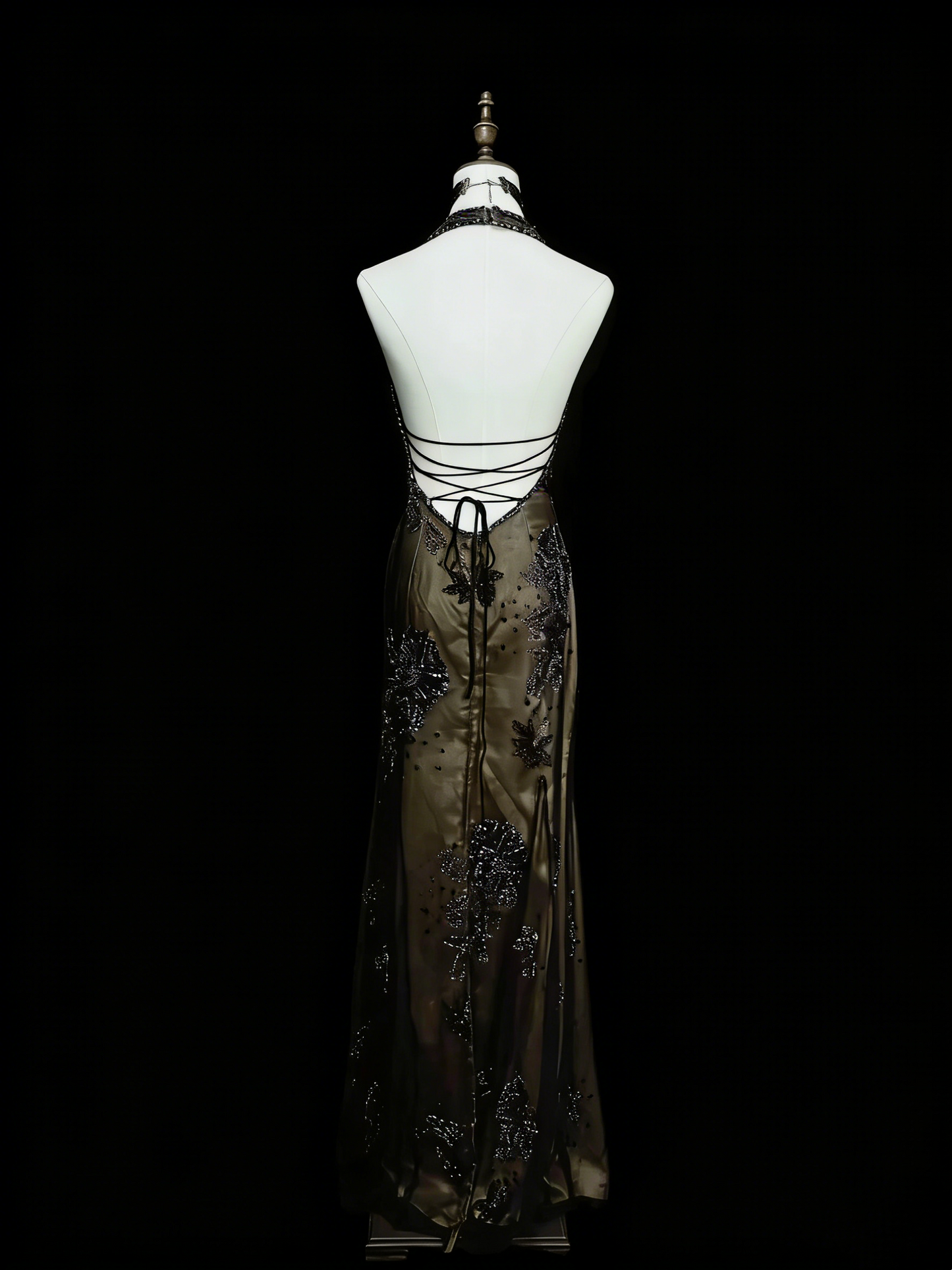 Vintage Mermaid Halter Backless Satin Sleeveless 80s Prom Dresses Long Formal Party Gown N1452