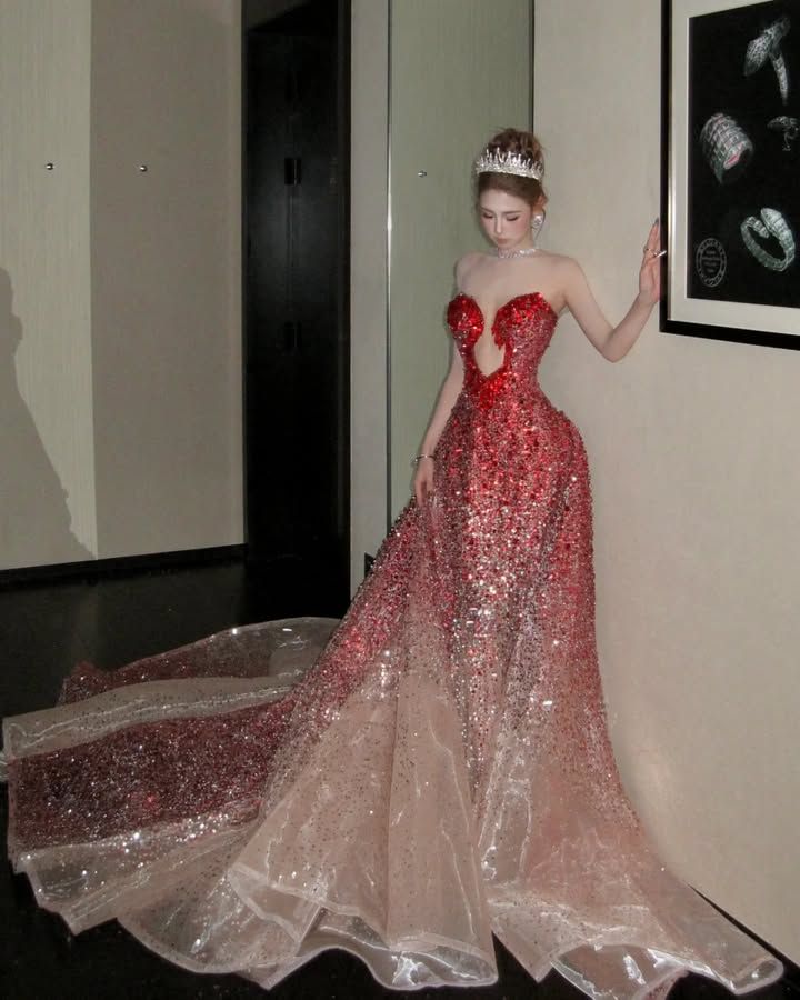 Modest Mermaid Sweethart Red Beads Prom Dresses Inspo For Teens Formal Dress Party Outfits Prom Gowns AB045
