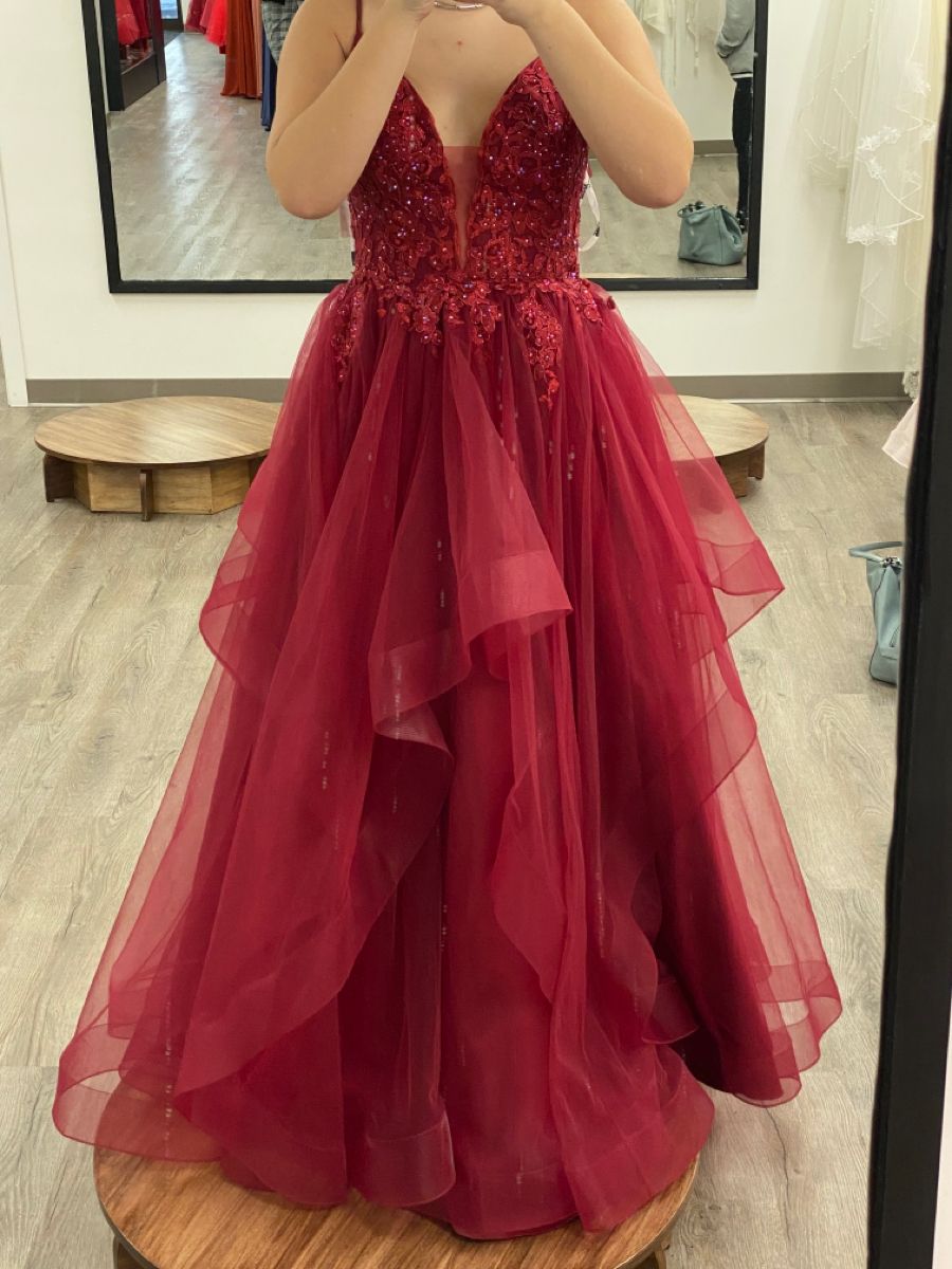 Modest Ball Gown Spaghetti Strap Burgundy Tulle Prom Dresses Inspo For Teens Formal Dress Party Outfits Prom Gowns AB083