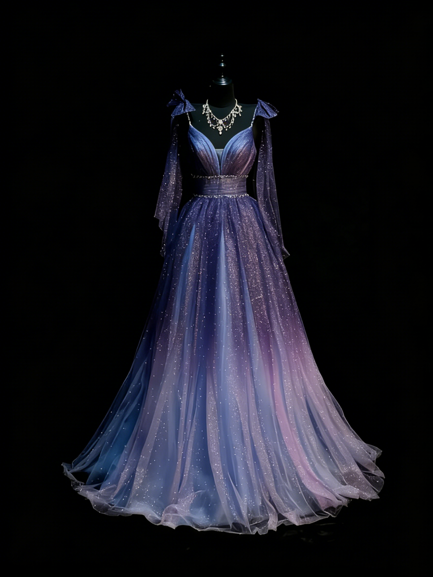Vintage A Line Spaghetti Straps Grape Tulle With Beadings Floor Length Inspiration Long Prom Dresses N1203