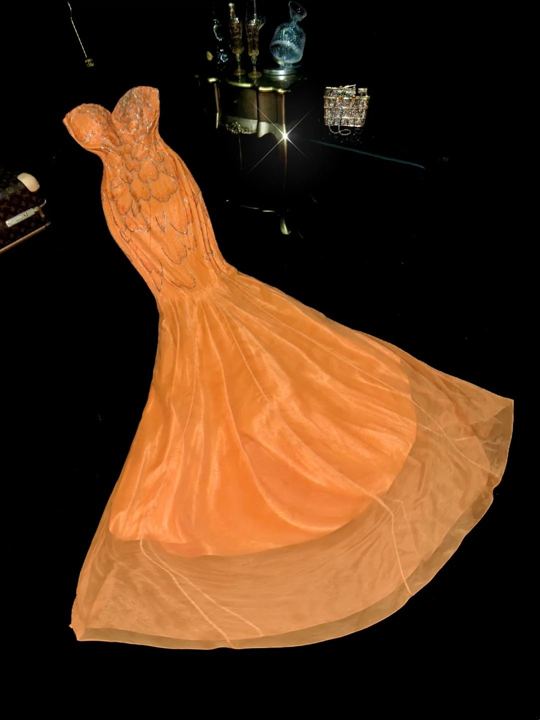 Sophisticated Mermaid Sweetheaart Orange Chiffon With Beaded School Dances Prom Dresses 8th Grade Formal Outfits Evening Gown RB8447