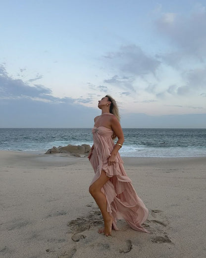 Cute A line Sweetheart With Scarf Backless Long Summer Beach Black Tie Prom Dresses Spring Wedding Guest Dress N1404